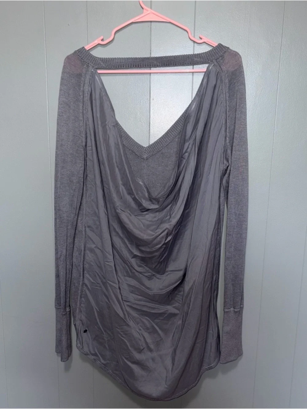 Lululemon Unity Pullover Sweater Drop Back Heathered Fossil Gray Size 10